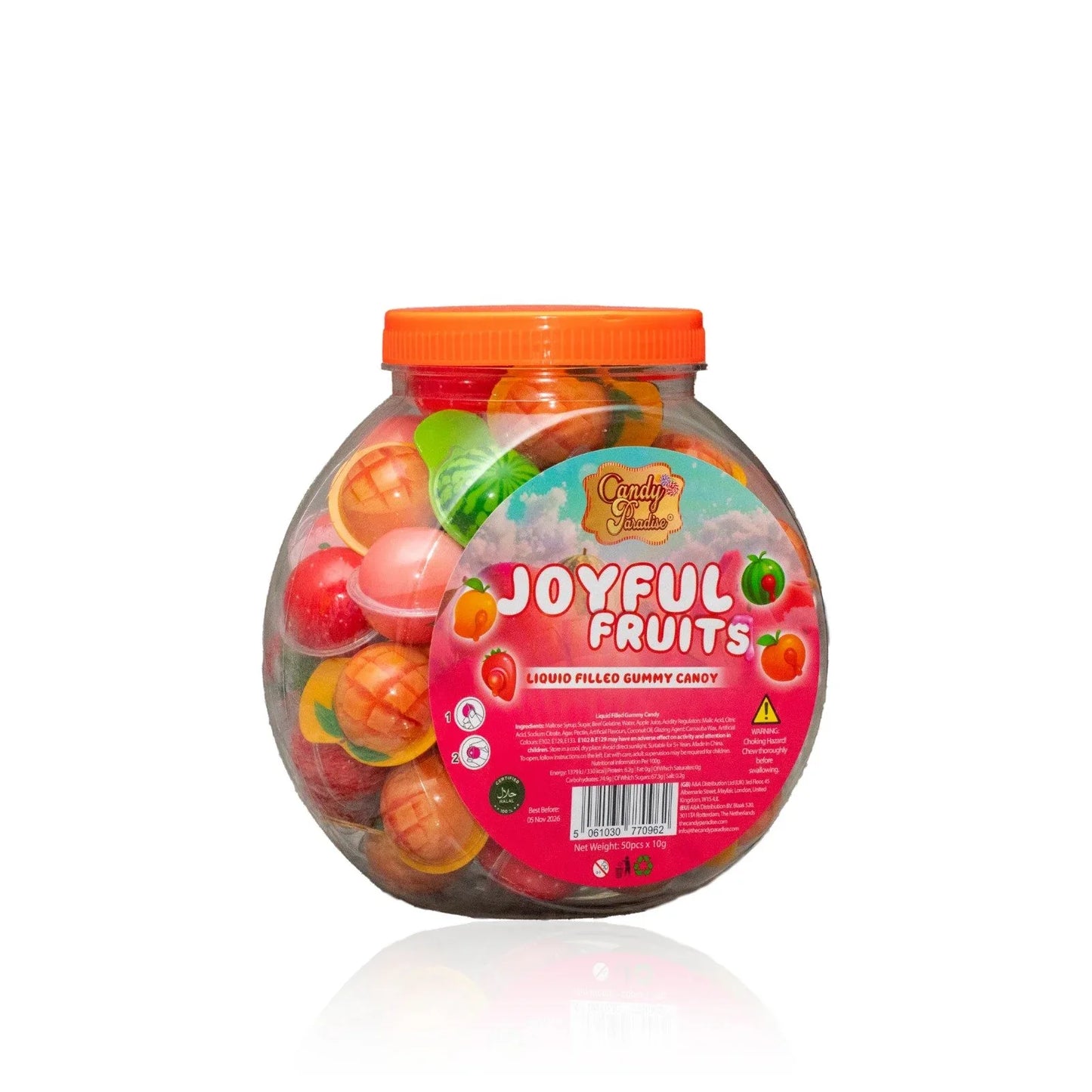 Candy Paradise Joyful Fruits 50x10g Watermelon, Peach, Mango and Strawberry - Frosty Sweet Factory