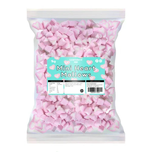 Pink & White Micro Heart Marshmallows Candy Sweets - Frosty Sweet Factory