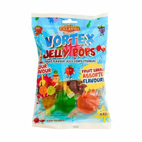 Candy Paradise Jelly Pops Candy, Jelly Fruits, TikTok Jelly, Halal, Vegetarian Fruity Pops Ice Pops Fruity Sour Vortex Jelly Pops Jelly Confectionery Candy Bag Tub