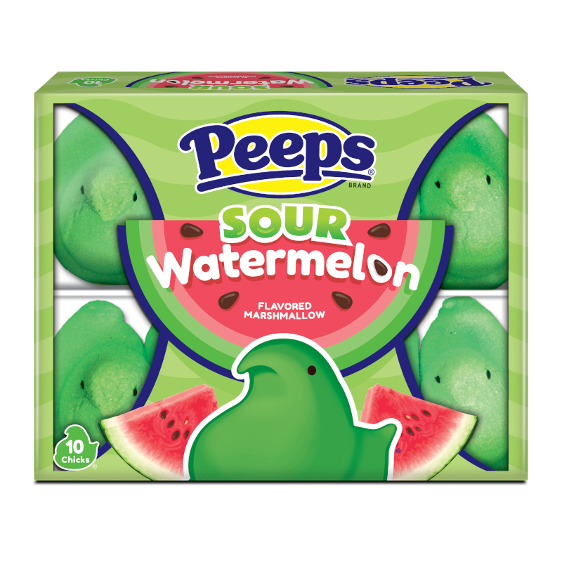 Peeps Sour Watermelon Marshmallow Chicks 10 Pack 3oz - 85g USA Candy Mallow Sweets