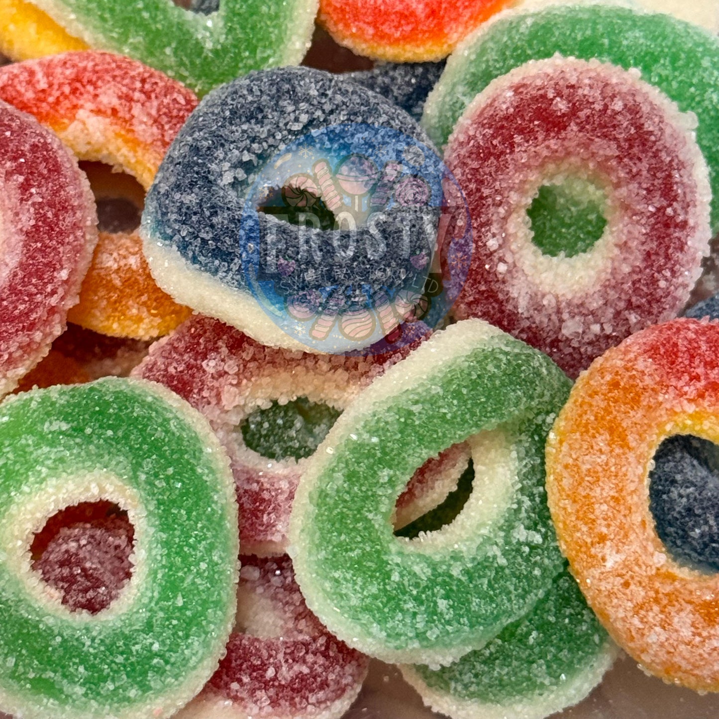 Frostys Rings & Slices Pick N Mix Apple, Blue Raspberry, Fizzy, Peach Watermelon Halal Candy Salad Snack Sweets