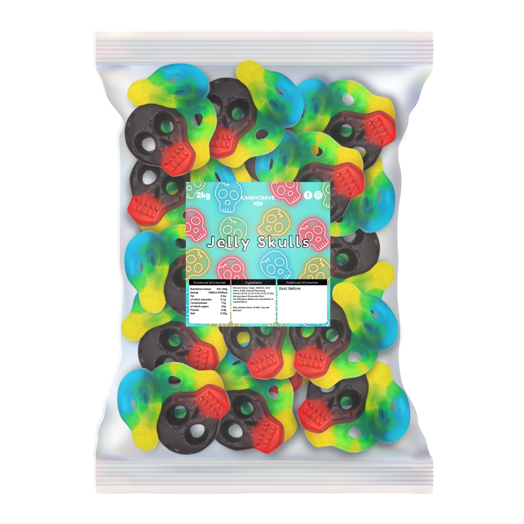 Frostys Vegan Fizzy Jelly Skulls Variety Mix Vegetarian Halal Candy Salad Sweet Snacks