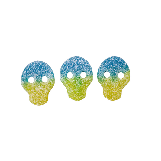 Pick N Mix Fizzy Blue & Yellow Jelly Skulls Sweets Halal Vegan Vegetarian Candy