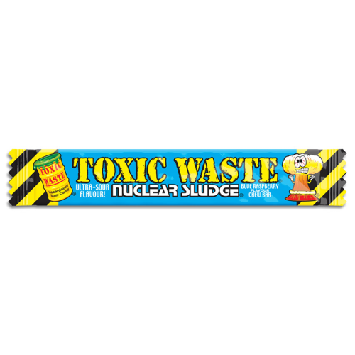 Toxic Waste Nuclear Sludge Blue Raspberry Chew Bars Vegan Vegetarian Halal Sour USA Candy