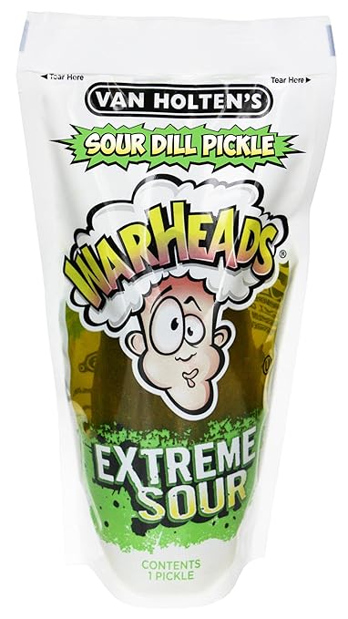 Van Holtens Jumbo Pickle In A Pouch Warheads American Jumbo USA Large Pickles Sour Dill - Frosty Sweet Factory