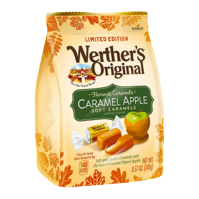 Werther's Original Caramel Apple Soft Caramels Harvest Caramels Candies 7.4oz (210g) Limited Edition, USA Candy Sweets - Frosty Sweet Factory