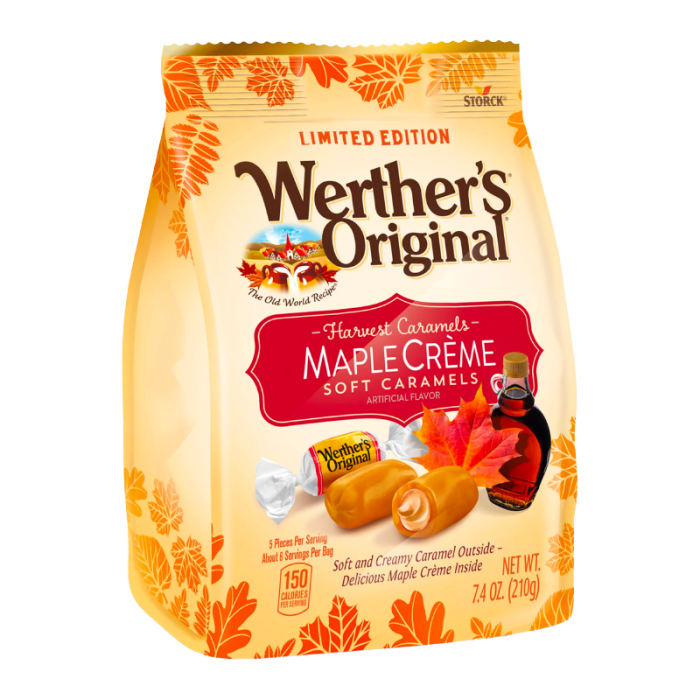 Werther's Original Caramel Maple Creme Soft Caramels Candies 7.4oz (210g) Limited Edition, USA Candy Sweets - Frosty Sweet Factory