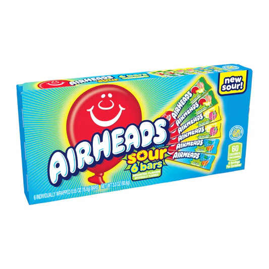Airheads Sour Theatre Box 3.3oz (93.6g) USA Sour Candy Chew Bars