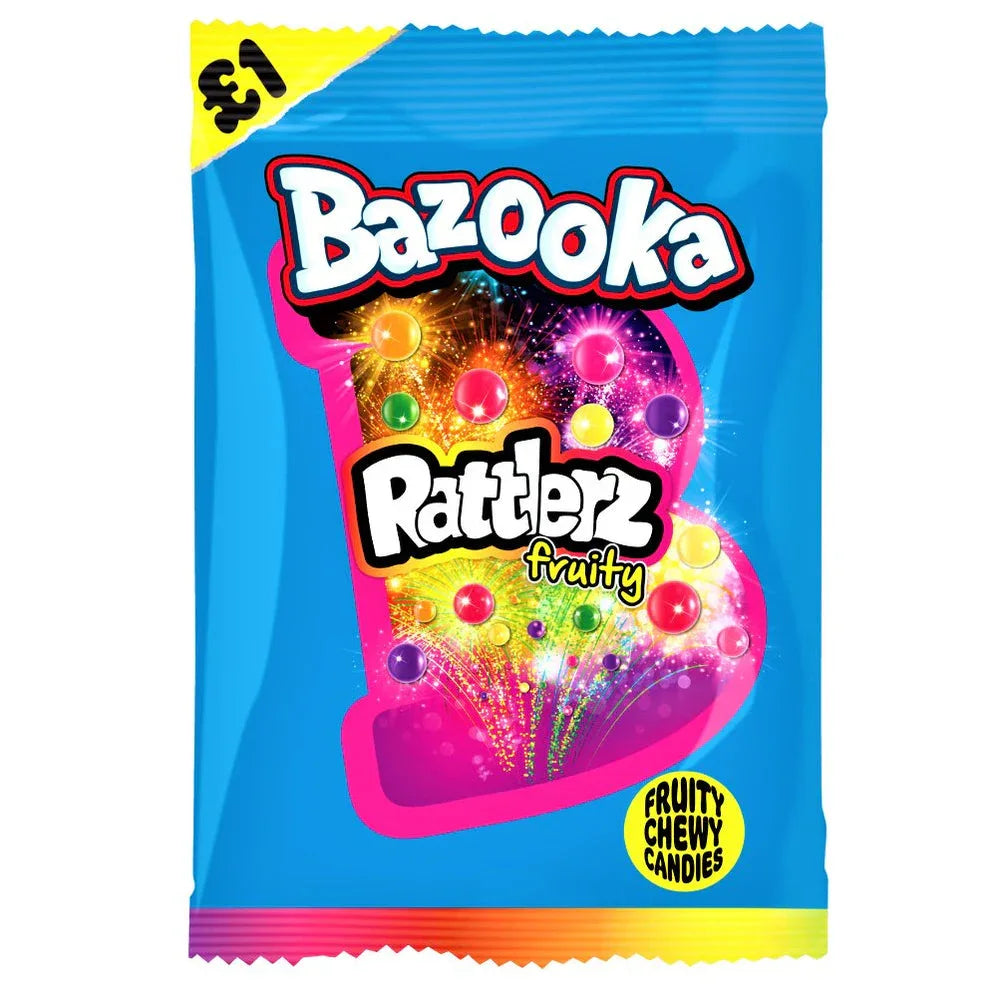 Bazooka Rattlerz Fruity Bag 100g PMP, Halal, Gluten Free - Frosty Sweet Factory