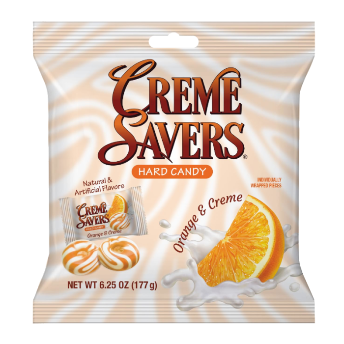 Creme Savers Hard Candy Orange & Creme 6.25oz (177g), USA Hard Candy Large Bag - Frosty Sweet Factory