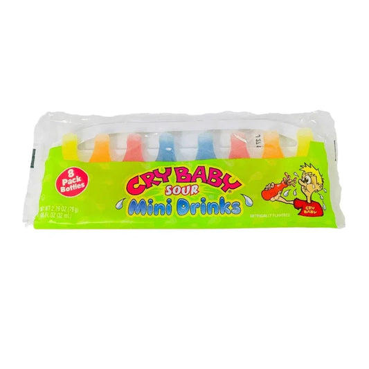 Cry Baby Sour Wax Candy Bottles 8 pack - 2.79oz (79g) Very Sour - Frosty Sweet Factory