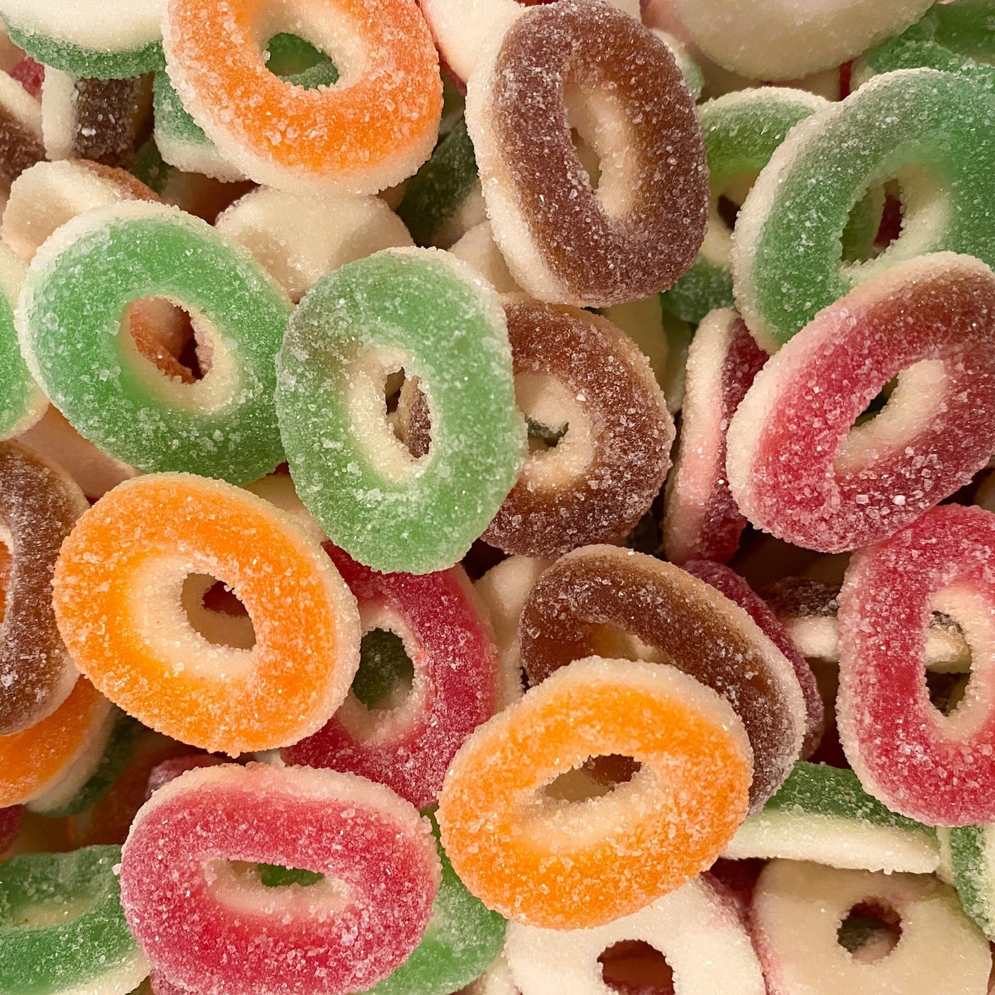 Frostys Rings & Slices Pick N Mix Apple, Blue Raspberry, Fizzy, Peach Watermelon Halal Candy Salad Snack Sweets