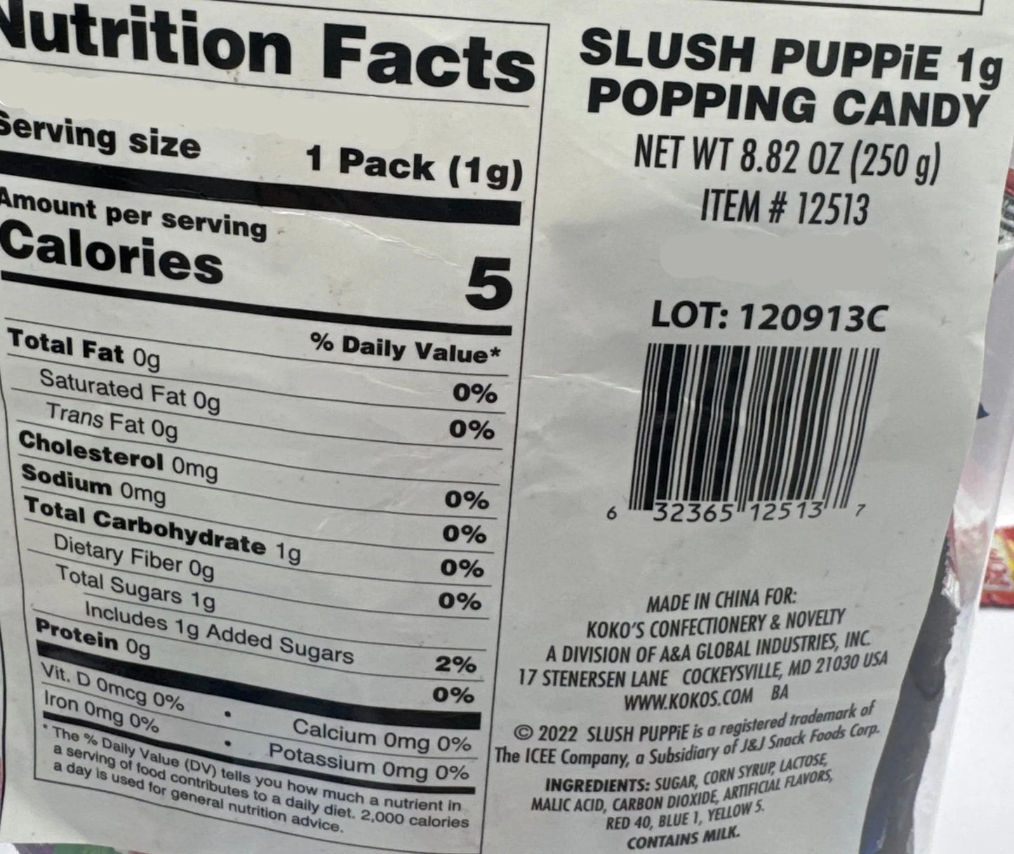 Slush Puppie Popping Candy 0.04oz (1g) USA Sweets - Frosty Sweet Factory