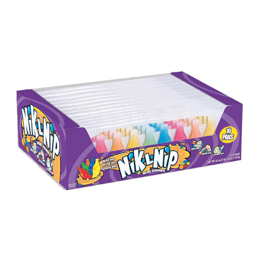 Nik-L-Nip Original Wax Candy Bottles 8-pack 2.79oz (79g) American Liquid Filled Mini Wax Drink Bottle Concord Wax Candy USA Candy Snack