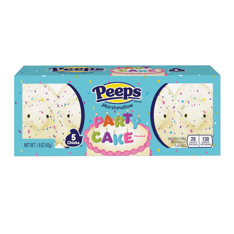 Peeps Easter Party Cake Marshmallow Chicks 5PK - 1.5oz (42g) Easter Mallows, USA Marshmallows Mallows, Vanilla, Gluten Free, Fat Free - Frosty Sweet Factory