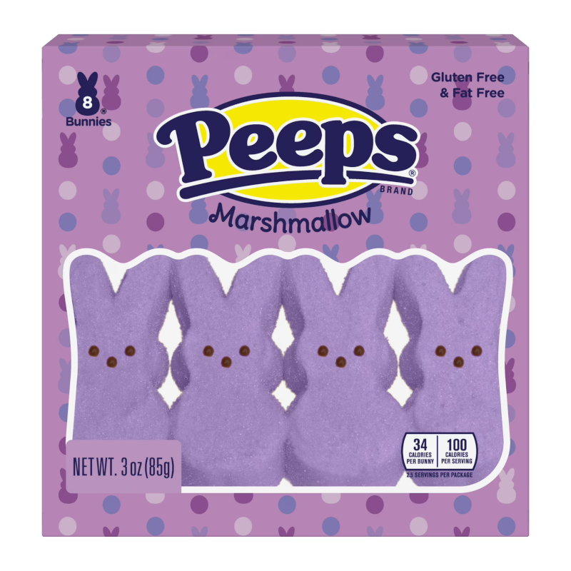 Peeps Lavender Marshmallow Bunnies 8 Pack 3oz - 85g USA Candy Mallow Sweets