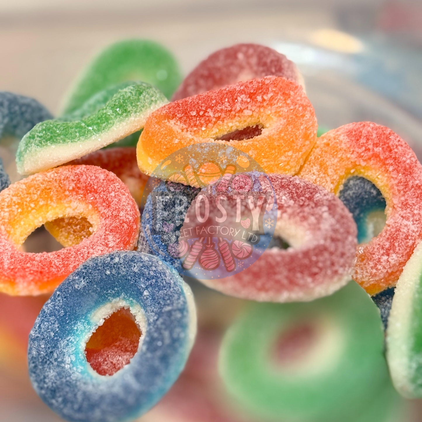 Frostys Rings & Slices Pick N Mix Apple, Blue Raspberry, Fizzy, Peach Watermelon Halal Candy Salad Snack Sweets