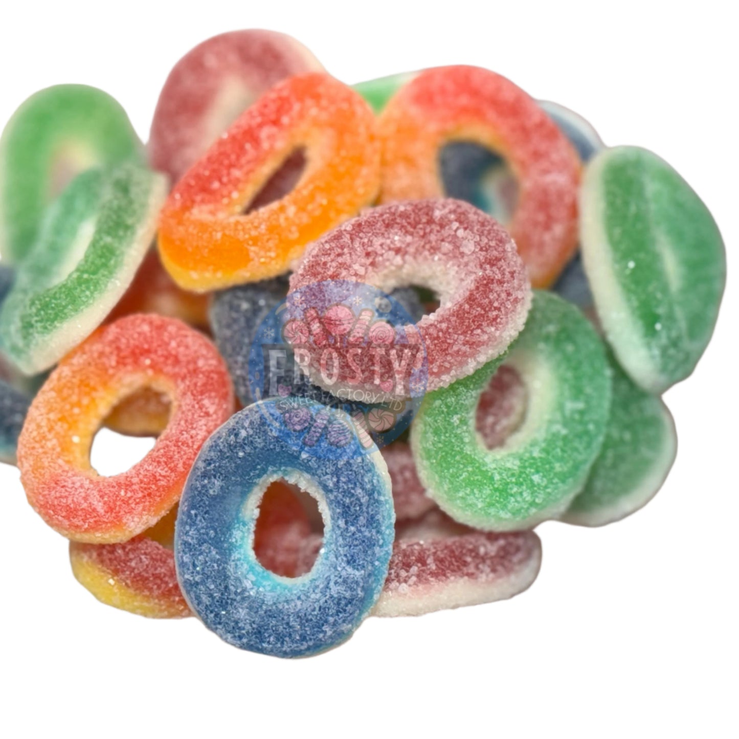 Frostys Rings & Slices Pick N Mix Apple, Blue Raspberry, Fizzy, Peach Watermelon Halal Candy Salad Snack Sweets