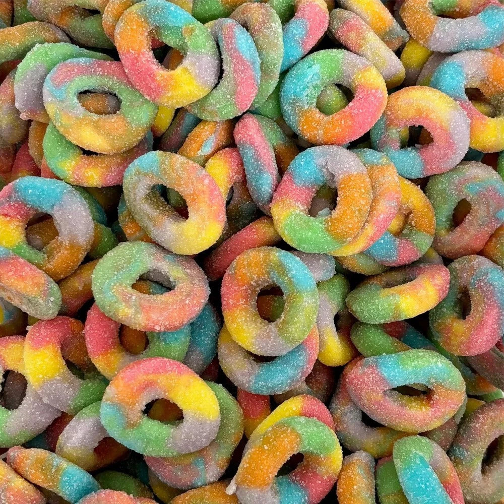 Frostys Rainbow Rings Sweets Sugar Coated Gluten Free Dairy Free Halal Jelly Candy Salad Sweet Snacks
