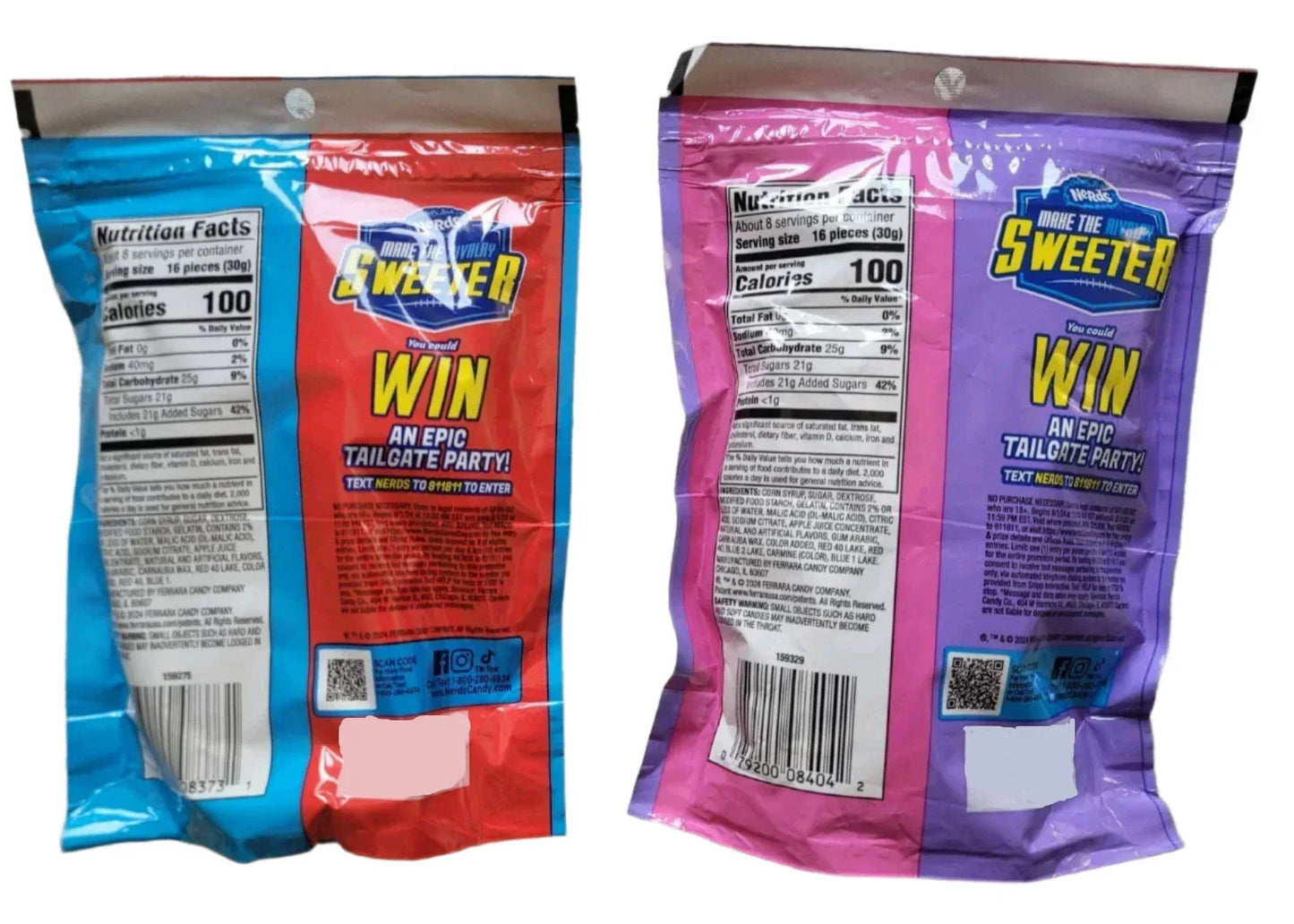 Nerds Gummy Clusters Berry Punch Rush Limited Time Football Season 8oz (227g) USA Large Candy Sweet Snack Bag Pouch - Frosty Sweet Factory