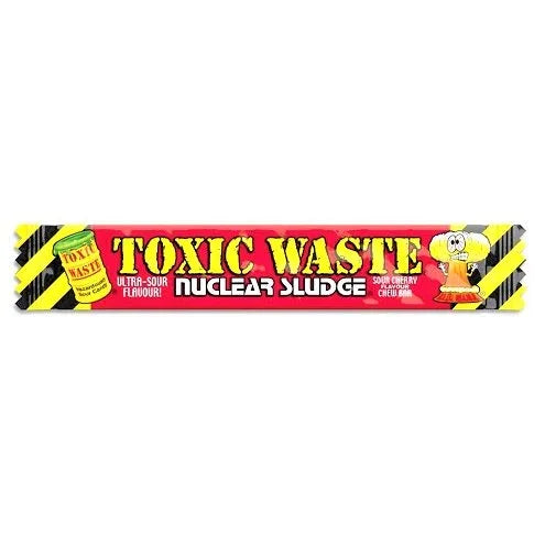Toxic Waste Nuclear Sludge Chew Bars Cherry Vegan Vegetarian Halal Sour USA Candy - Frosty Sweet Factory