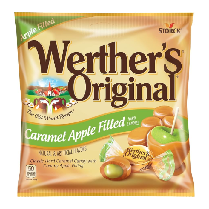 Werther's Original Caramel Apple Filled Hard Candies 2.65oz (75g), USA Candy Sweets - Frosty Sweet Factory