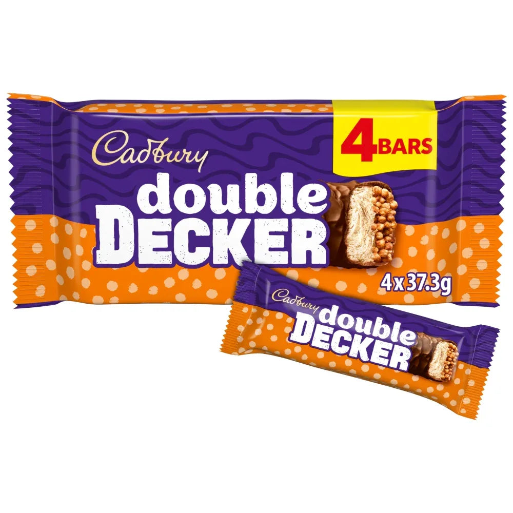 Cadbury Double Decker 4 Pack Vegetarian Gelatine Free Candy Chocolate Candy Bars