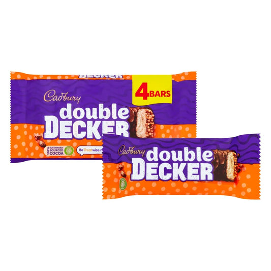 Cadbury Double Decker 4 Pack Vegetarian Gelatine Free Candy Chocolate Candy Bars