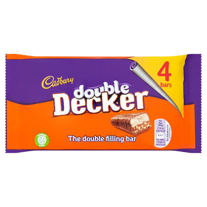 Cadbury Double Decker Chocolate Bar 4 Pack 149.2g PMP, Milk Chocolate, Vegetarian Gelatine Free
