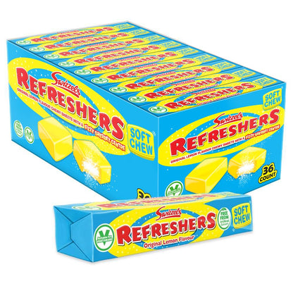 Swizzels Refreshers Chews Lemon Stick Packs 43g Candy Sweets x36