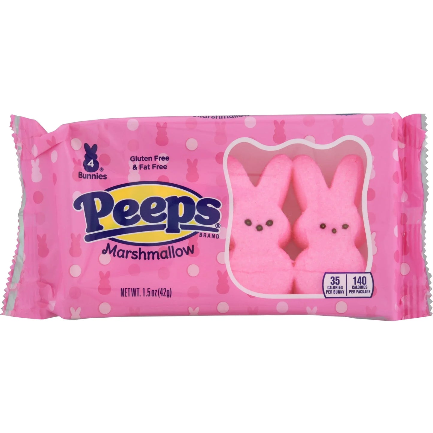 Peeps Pink Marshmallow Bunnies 4 Pack 1.5oz - 42g USA Candy Mallow Sweets