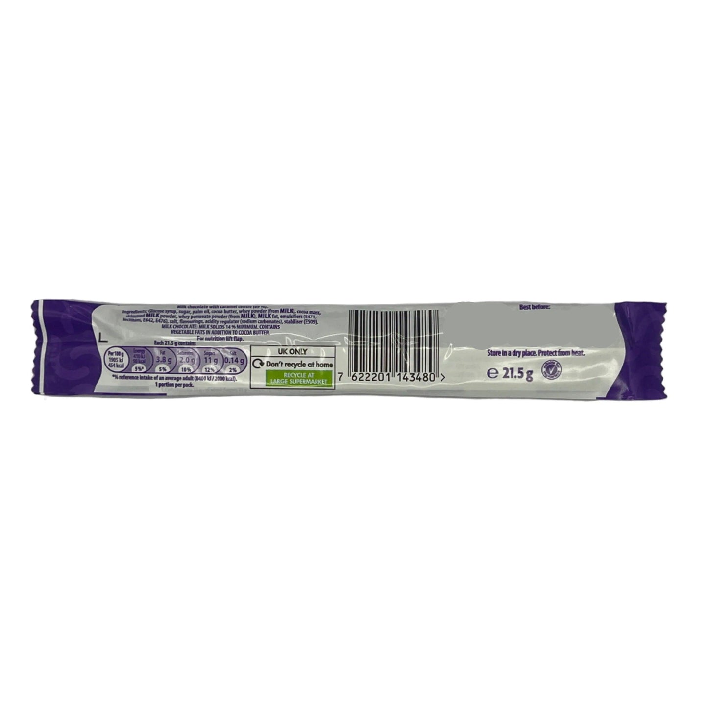 Cadbury Curly Wurly Chocolate Bar 21.5g Halal Milk Chocolate, Caramel, Vegetarian