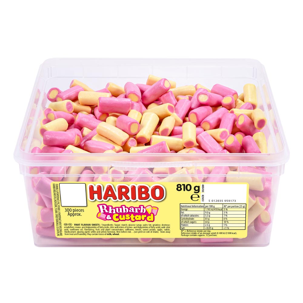 Haribo Rhubarb & Custard Sweets Tub 810g