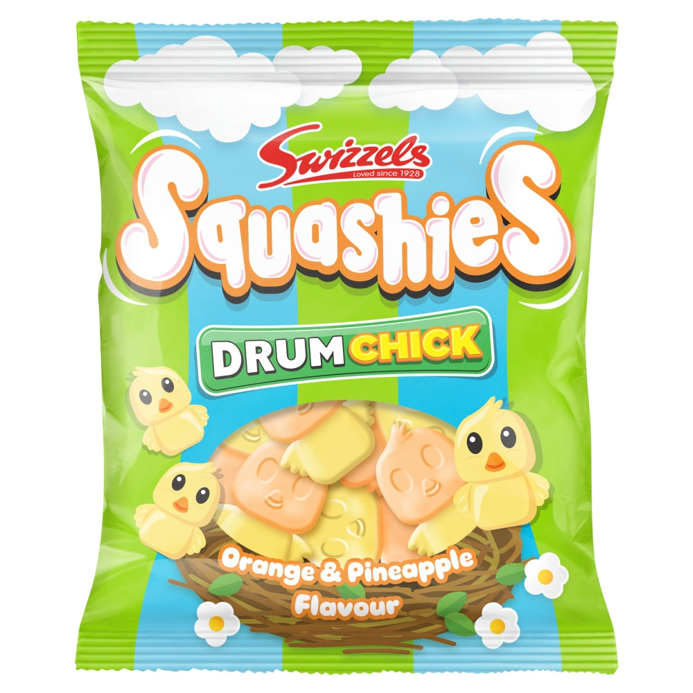 Swizzels Squashies Drum Chick Orange & Pineapple Flavour Bag 120g Limited Edition - Frosty Sweet Factory
