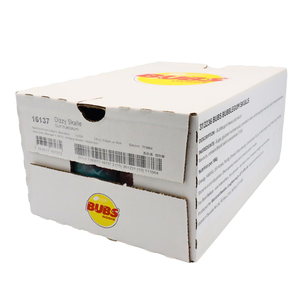 Pick N Mix BUBS Dizzy Bubblegum Swedish Candy Jelly Sour Skulls Vegan Vegetarian Halal Sweets