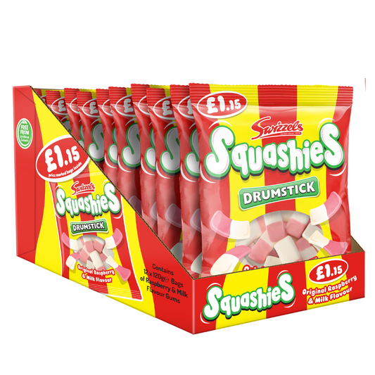 Swizzels Drumstick Squashies Original Raspberry & Milk Flavour 120g Candy Sweet Snack Bags