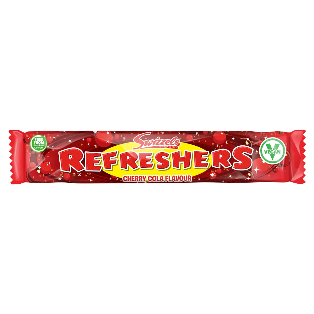 Swizzels Refreshers Cherry Cola Flavour Chew Bar 18g 20p PMP Candy Chew Bars Sweets Vegan, Halal, Vegetarian - Frosty Sweet Factory