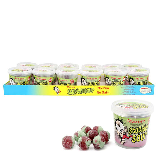 Maxon's Stupidly Sour Watermelon Sweets Tub 75g Hard Boiled Sour Sweets Candy