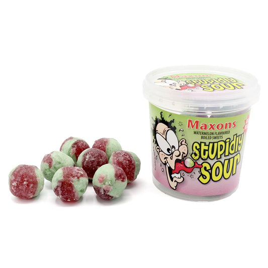 Maxon's Stupidly Sour Watermelon Sweets Tub 75g Hard Boiled Sour Sweets Candy