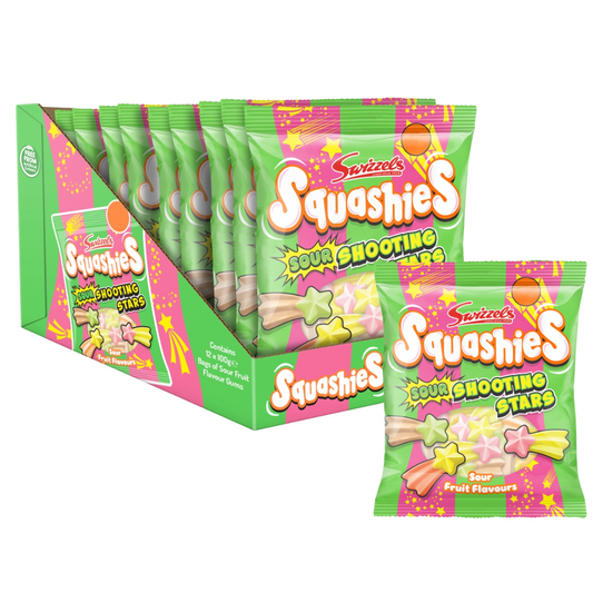 Swizzels Squashies Sour Shooting Stars Gums 100g Candy Sweet Snack Bags