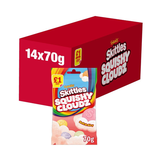 Skittles Squishy Cloudz Chewy Sweets Fruit Flavoured Treat Bag 70g PMP Candy Sweet Snacks