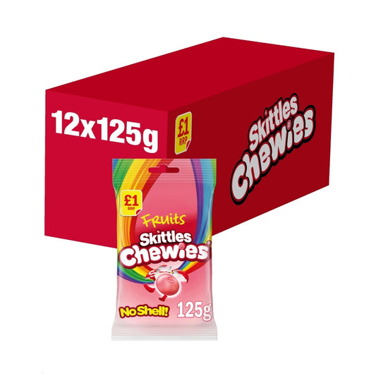 Skittles Chewies Sweets Fruits Flavoured Treat Bag 125g PMP, Vegan Vegetarian Halal Candy Sweet Snacks