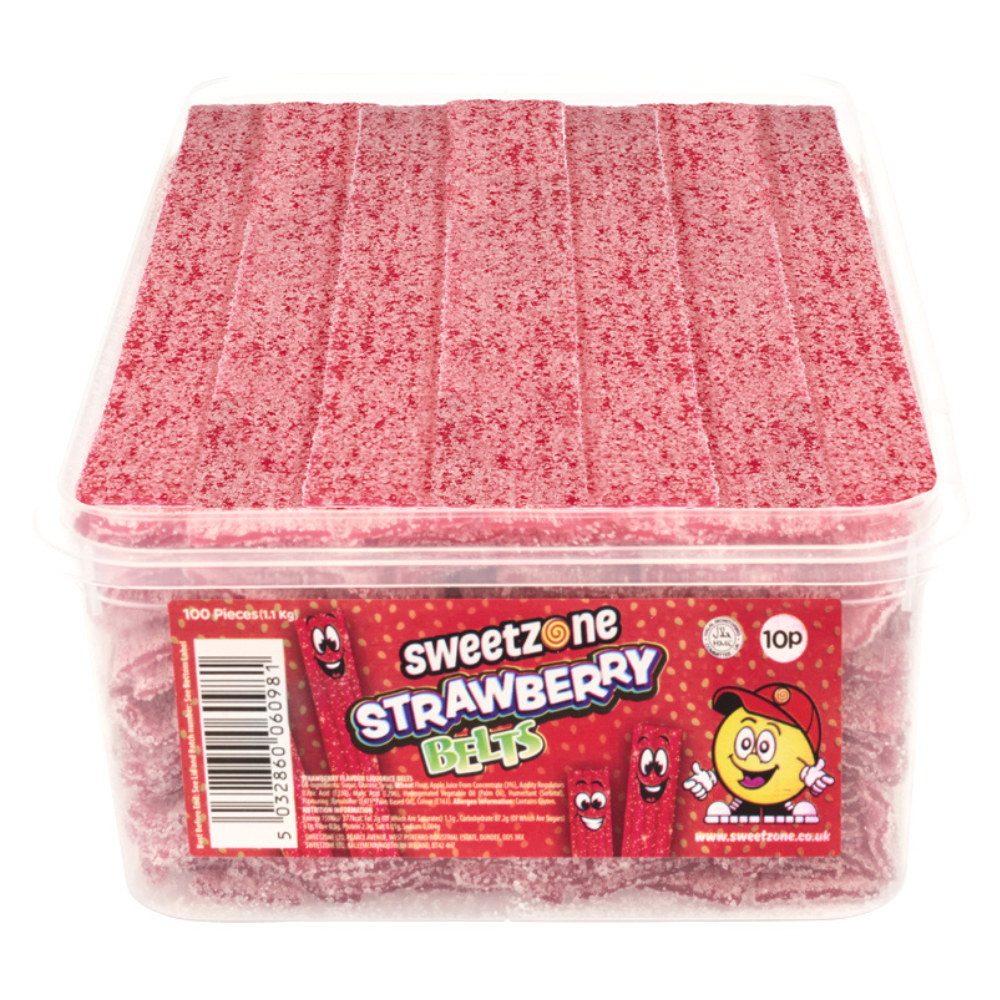 Sweetzone Fizzy Strawberry Belts Halal Candy Pick N Mix Sweets