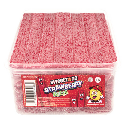 Sweetzone Fizzy Strawberry Belts Halal Candy Pick N Mix Sweets