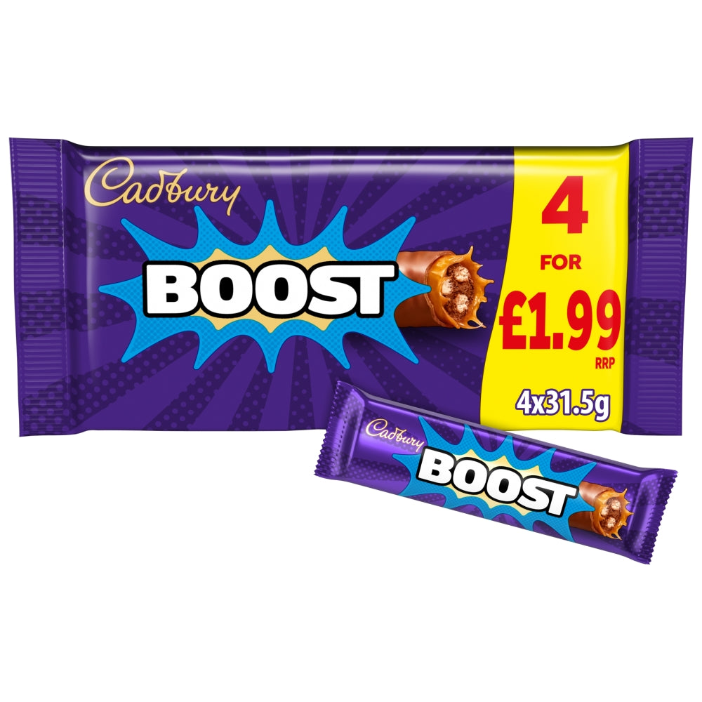 Cadbury Boost Chocolate Bar 4 Pack Multipack 126g (4 x 31.5g)
