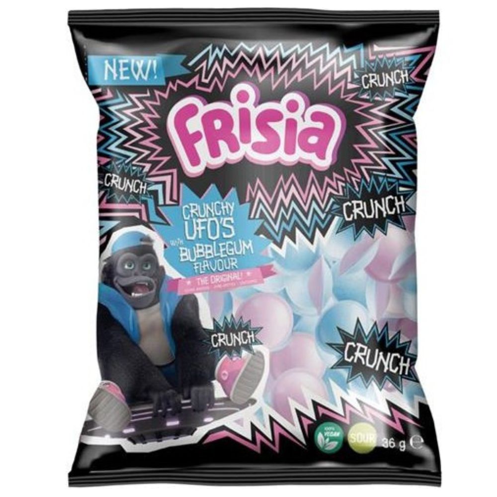 Frisia Crunchy UFOs Bubblegum Flavour Bag 36g Vegetarian, Vegan, Halal