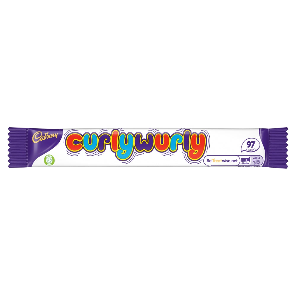 Cadbury Curly Wurly Chocolate Bar 21.5g Halal Milk Chocolate, Caramel, Vegetarian - Frosty Sweet Factory