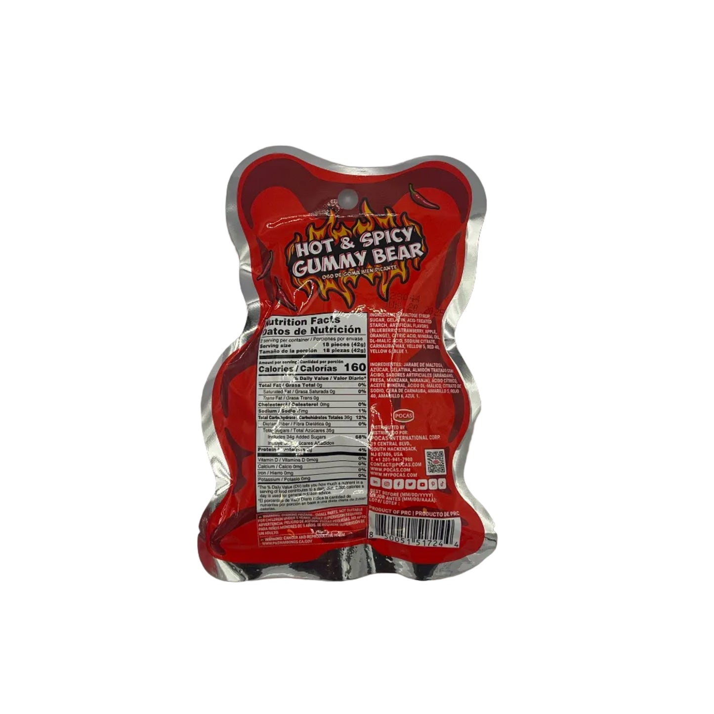 CLEARANCE: Pocas Gummy Bear Hot & Spicy 2.95oz (84g), USA Hot Candy, Spicy