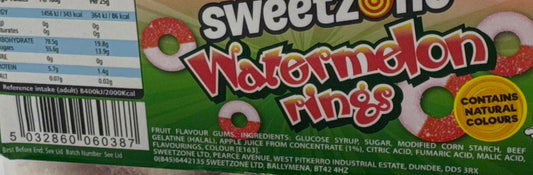Sweetzone Watermelon Rings 800g Pick N Mix Tubs Halal Candy Snack Sweets