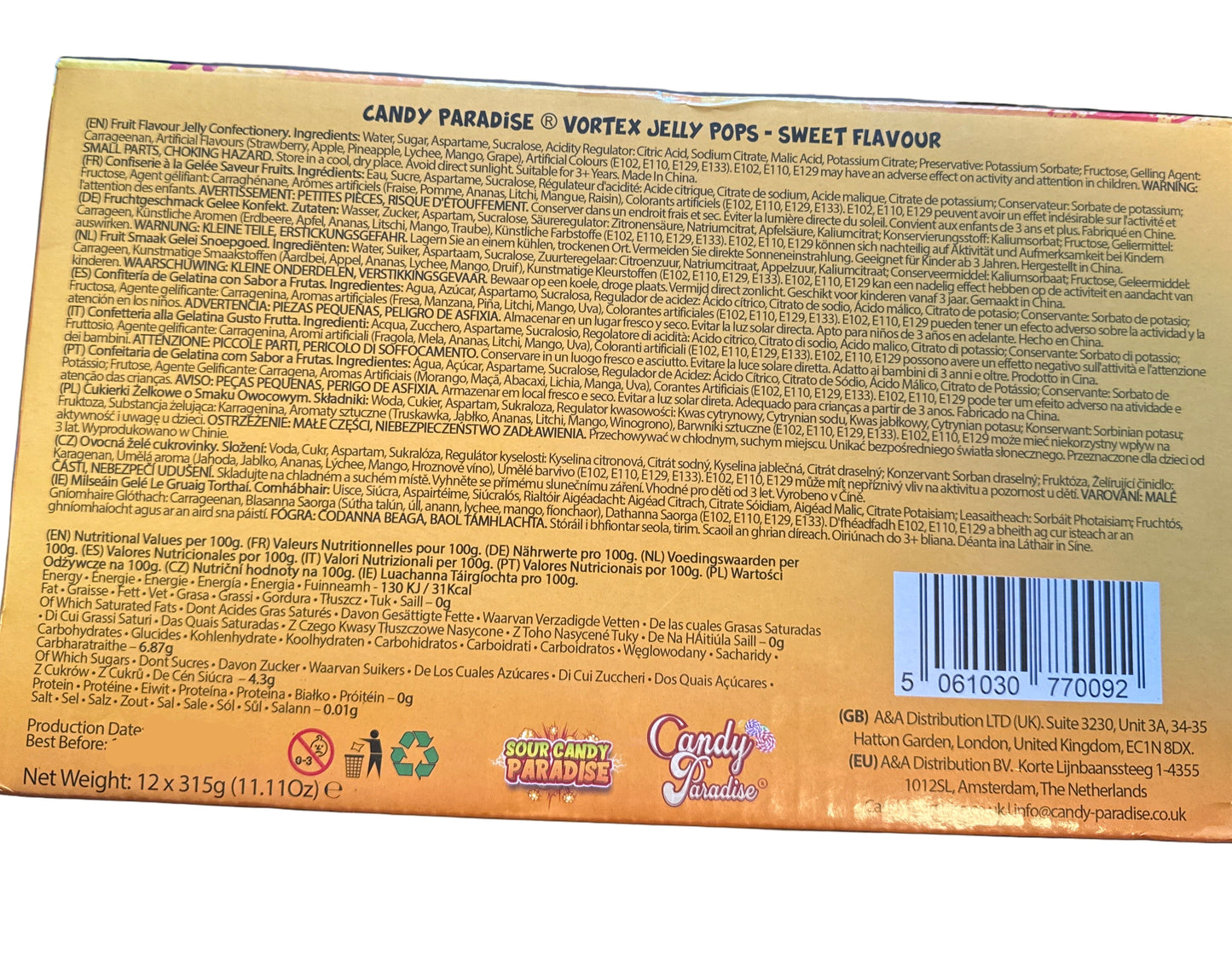 Candy Paradise Jelly Pops Fruity Candy 315g Bag, 9 Jelly Fruits, TikTok Jelly, Halal, Vegetarian Fruity Pops Ice Pops Vortex Jelly Pops Jelly Confectionery Candy
